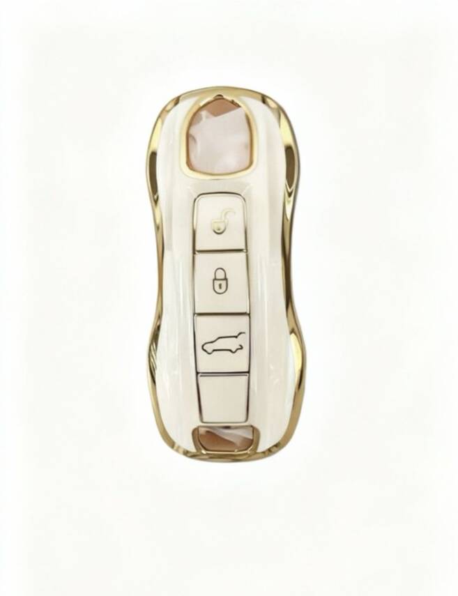 Porsche White Gold Premium Quality Key Remote Case Compatible with 2018 and Later Models - 1