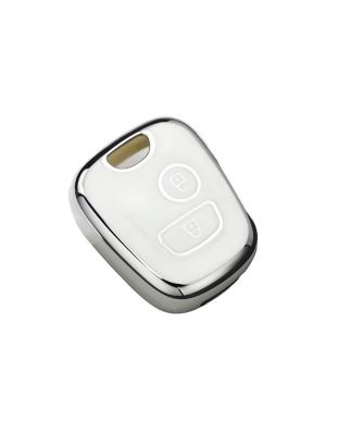Premium Nano Key Cover, White-Silver Design, Compatible with Peugeot 106, 107, 206, 207, 306, 307, 406, 407 and Citroen C1, C4 — Luxury Car Key Protector - Citroen, Peugeot