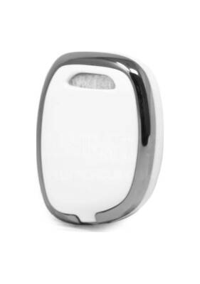 Ren 1 Button Nano Key Remote Case, White-Silver Color, Compatible with Clio and Kangoo - 2