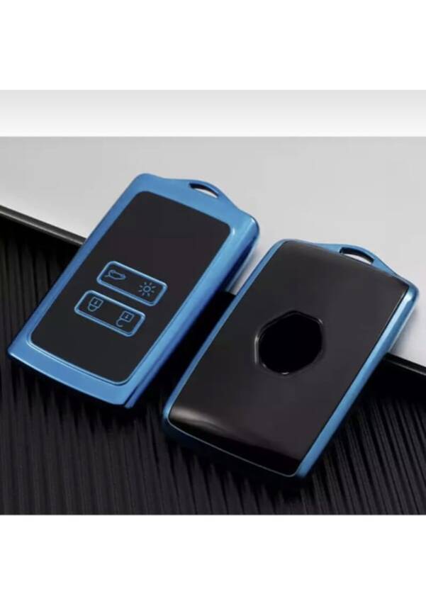 Ren Luxury Black Blue Key Protective Case Compatible with Clio 5, Megane 4, Kadjar and Dac Duster Models - 1