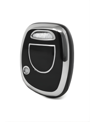 Ren Luxury Black Silver Nano Key Cover, 1-Button Design, Compatible with Clio 1, Clio 2, Kangoo — Premium Car Remote Case Protector - Ren