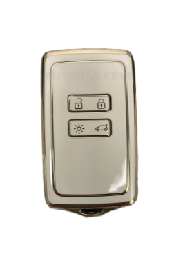 Ren Luxury Key Cover, 4 Buttons, White Gold, Compatible with Clio 5, Megane 4, and Dac Kadjar Models - Ren, Dac