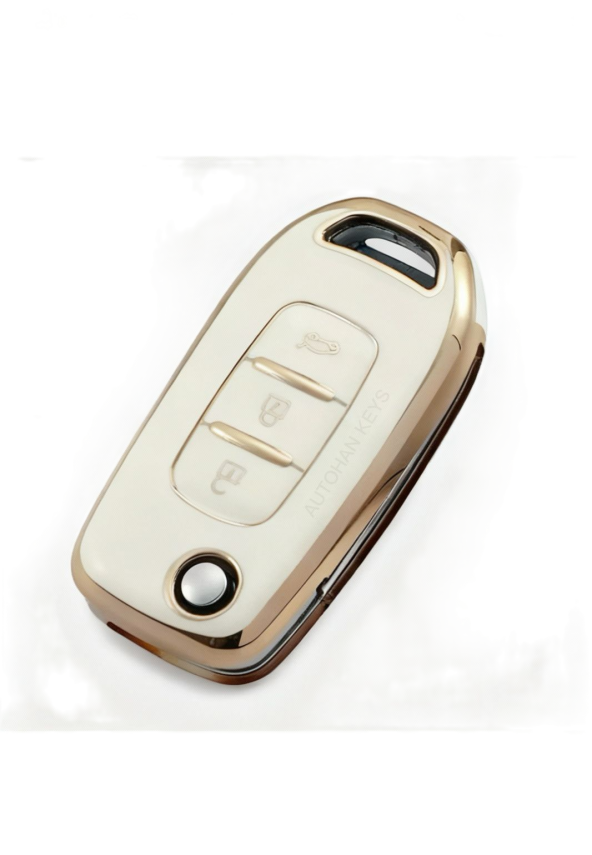 Ren Luxury Key Cover, Nano Protection, White Gold, Compatible with Clio 5, Megane 4, Koleos, Captur, Kadjar Models - 1