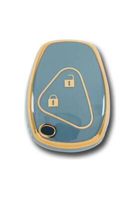 Ren Luxury Nano Key Cover, Gray Gold Color, 2-Button Design, Compatible with Clio 3 and Dac Duster Models - Ren