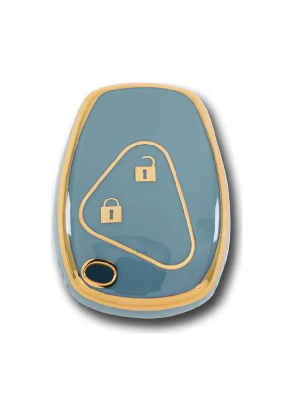 Ren Luxury Nano Key Cover, Gray Gold Color, 2-Button Design, Compatible with Clio 3 and Dac Duster Models - 1