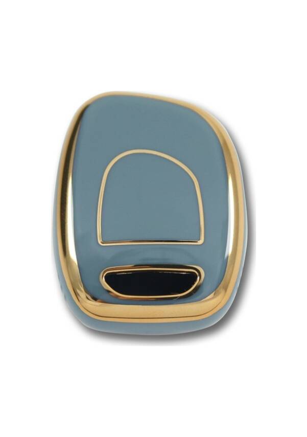 Ren Luxury Nano Key Cover, Gray-Gold Color, Compatible with Clio 1, Clio 2, Kangoo, 1-Button Model - 1