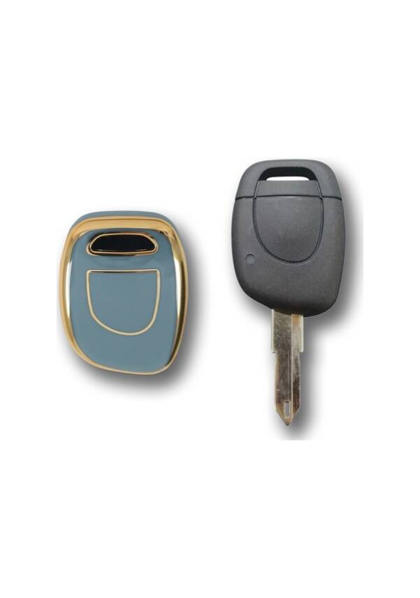 Ren Luxury Nano Key Cover, Gray-Gold Color, Compatible with Clio 1, Clio 2, Kangoo, 1-Button Model - 3