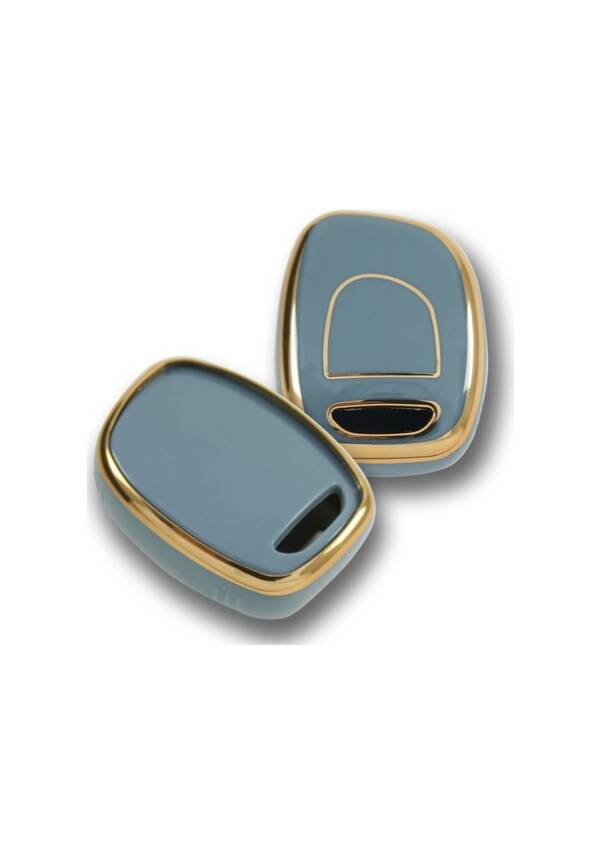 Ren Luxury Nano Key Cover, Gray-Gold Color, Compatible with Clio 1, Clio 2, Kangoo, 1-Button Model - 2