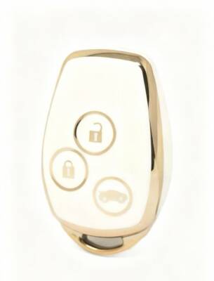 Ren Luxury White Gold Nano 3 Button Key Protective Case Compatible with Clio 3 and Dac Duster Models - Ren, Dac