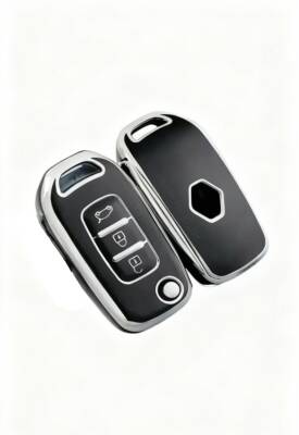 Ren Nano Key Cover, 3 Buttons, Black Silver, Compatible with Megane 4 Joy, Clio 5, Captur, Taliant, Express Models - Ren