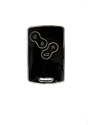 Ren Nano Key Cover, Black-Silver Color, Compatible with Clio 4 and Fluence, Keyless Start Model - Ren