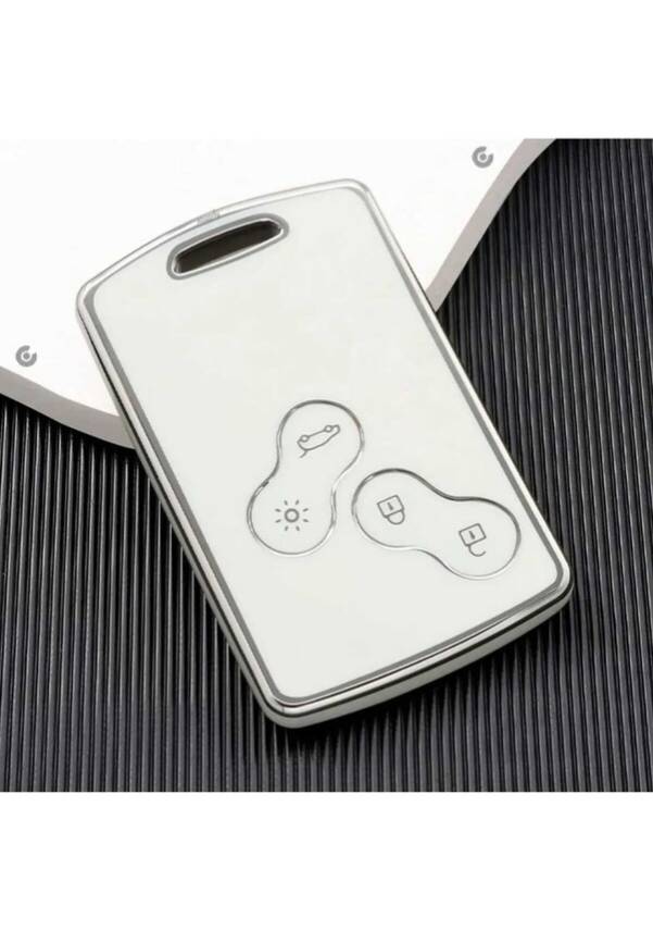 Ren Nano Key Cover, White-Silver Color, Compatible with Keyless Start, Clio4, Fluence Models - 2