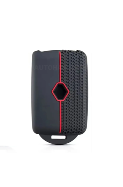 Ren Premium Honeycomb Silicone Key Cover, Black-Red, Compatible with Austral, Megane 4, Talisman, Clio 5 - 2