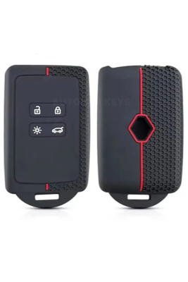 Ren Premium Honeycomb Silicone Key Cover, Black-Red, Compatible with Austral, Megane 4, Talisman, Clio 5 - 3
