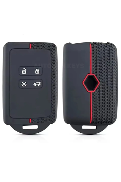 Ren Premium Honeycomb Silicone Key Cover, Black-Red, Compatible with Austral, Megane 4, Talisman, Clio 5 - 3