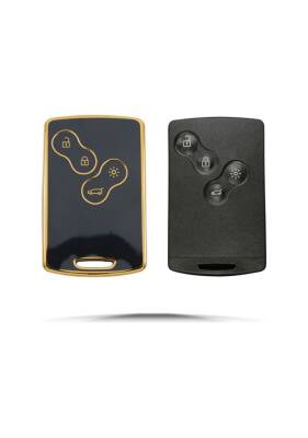 Ren Smart Key Cover, Black-Gold Color, Compatible with Clio 4, Megane 3 and Fluence, Keyless Start, Premium Design - 2