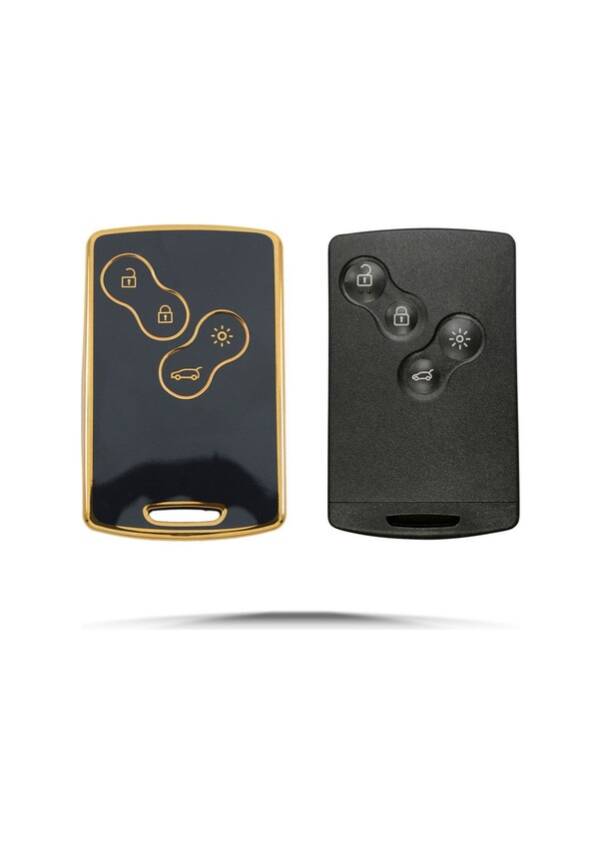 Ren Smart Key Cover, Black-Gold Color, Compatible with Clio 4, Megane 3 and Fluence, Keyless Start, Premium Design - 2