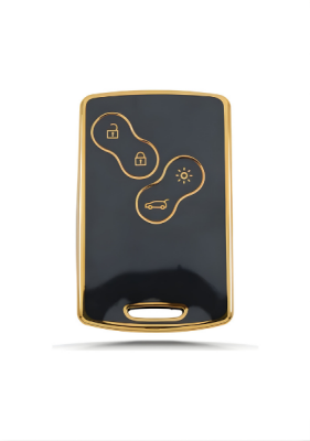 Ren Smart Key Cover, Black-Gold Color, Compatible with Clio 4, Megane 3 and Fluence, Keyless Start, Premium Design - Ren