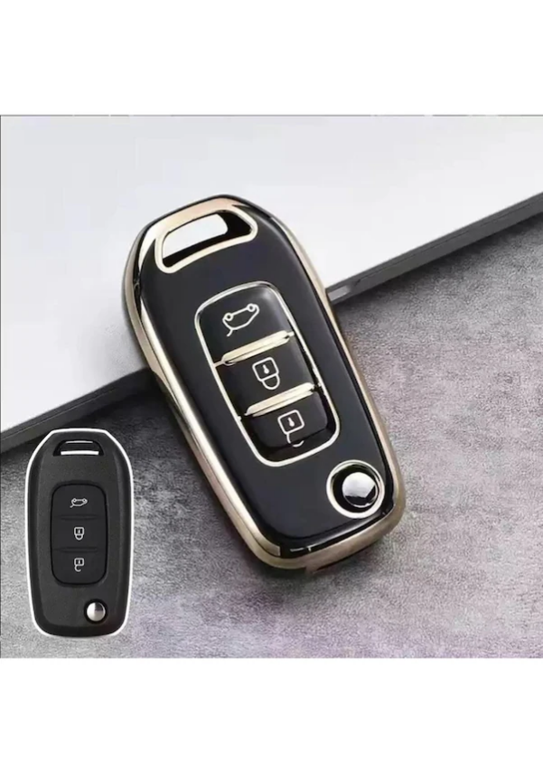 Ren TPU Key Cover, Black-Gold, Premium Protective Case – Compatible with Megane 4, Clio 5, Koleos Models - 3