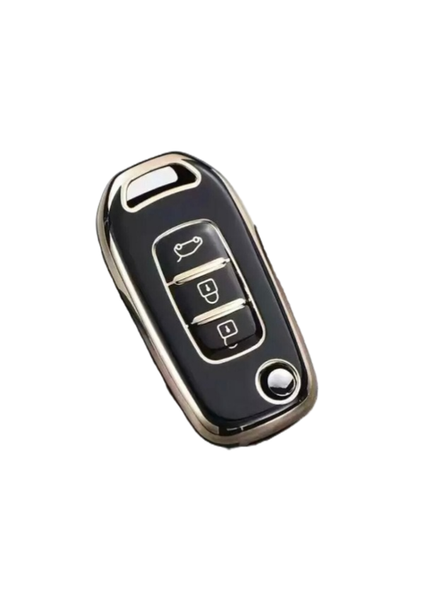 Ren TPU Key Cover, Black-Gold, Premium Protective Case – Compatible with Megane 4, Clio 5, Koleos Models - 1