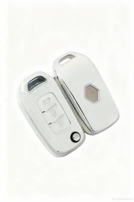 Ren Key Cover 3 Buttons Nano Protection White Silver Compatible with Megane 4, Clio 5, Captur, Taliant, and Express - 2