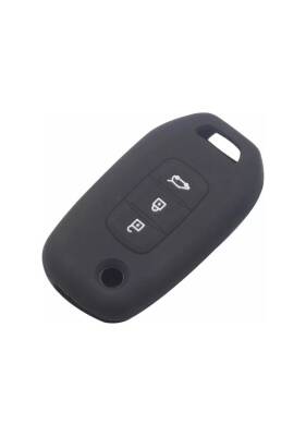 Ren Key Cover 3 Buttons Silicone Protective Case Black Compatible with Ren Megane 4, Clio 5, and Koleos - Ren