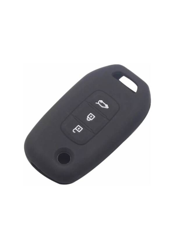 Ren Key Cover 3 Buttons Silicone Protective Case Black Compatible with Ren Megane 4, Clio 5, and Koleos - 1