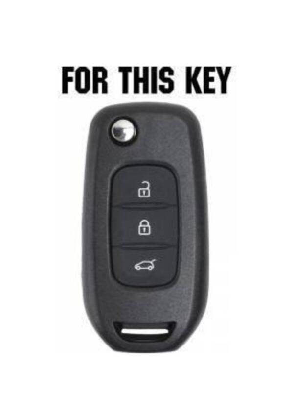 Ren Key Cover 3 Buttons Silicone Protective Case Black Compatible with Ren Megane 4, Clio 5, and Koleos - 3