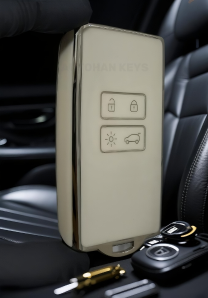 Ren Key Cover 4 Buttons Nano Protection White Silver Compatible with Clio E-Tech, Austral, Megane 4, Talisman, and Clio 5 - 2