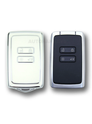 Ren Key Cover 4 Buttons Nano Protection White Silver Compatible with Clio E-Tech, Austral, Megane 4, Talisman, and Clio 5 - 4