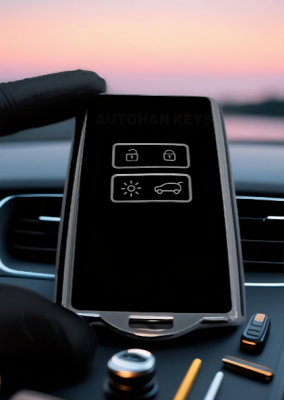 Ren Luxury Key Cover 4 Buttons Black Silver Compatible with Clio E-Tech, Austral, and Megane E-Tech, Talisman models - Ren