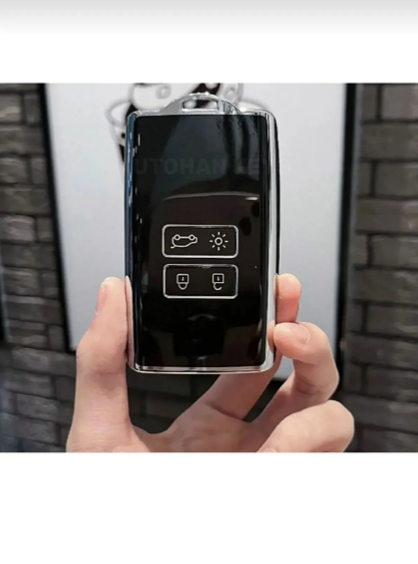 Ren Luxury Key Cover 4 Buttons Black Silver Compatible with Clio E-Tech, Austral, and Megane E-Tech, Talisman models - 4