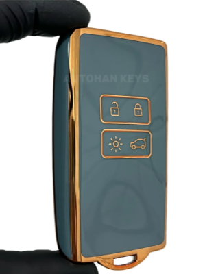 Ren Luxury Key Cover 4 Buttons Gray Gold Compatible with Clio E-Tech, Austral, and Megane E-Tech, Talisman models - Ren