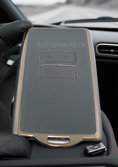 Ren Luxury Key Cover 4 Buttons Gray Gold Compatible with Clio E-Tech, Austral, and Megane E-Tech, Talisman models - 3