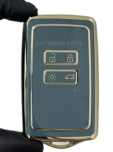 Ren Luxury Key Cover 4 Buttons Gray Gold Compatible with Clio E-Tech, Austral, and Megane E-Tech, Talisman models - 4