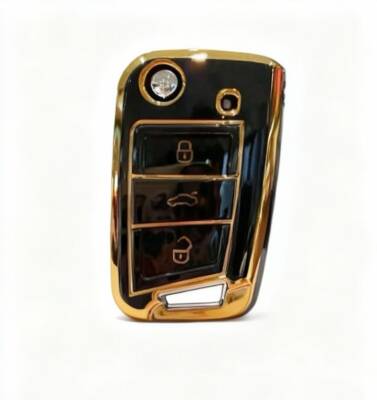 Seat Black Gold Luxury Nano Key Protective Case Compatible with Leon FR, Ibiza, Arona, and Tarraco Models - Volkswagen, Seat