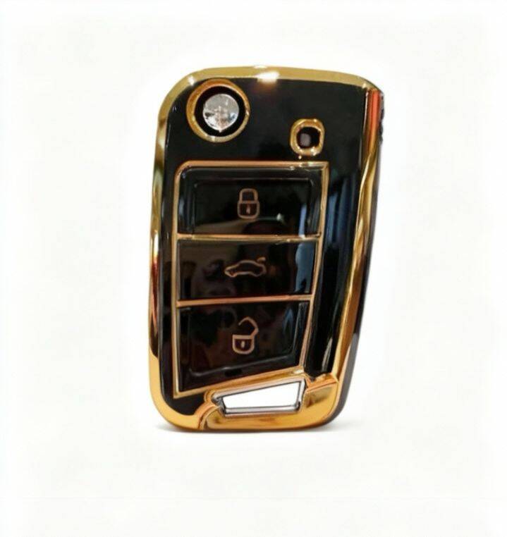 Seat Black Gold Luxury Nano Key Protective Case Compatible with Leon FR, Ibiza, Arona, and Tarraco Models - 1
