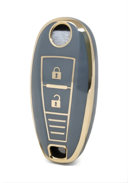 Suzuki Grey-Gold Key Cover, 2 Button, Keyless Nano Design, Compatible with Vitara, SX4, Swift, Ignis, Baleno - 1