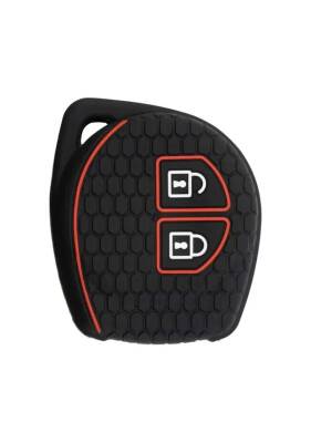 Suzuki Key Cover, Black Silicone, Honeycomb Pattern with Red Stripe, 2 Button, Compatible with Alto, Swift, Baleno, SX4, Grand Vitara, Jimny - Suzuki