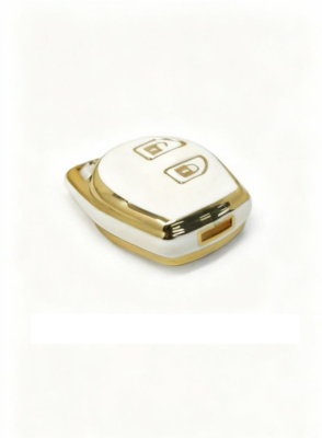 Suzuki Key Cover, White-Gold, 2 Button, Nano Protective Coating, Compatible with Alto, Swift, Baleno, SX4, Grand Vitara, Jimny - 2