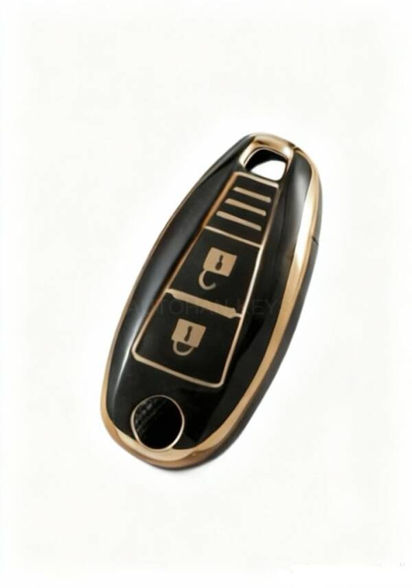 Suzuki Luxury Black Gold Nano 2 Button Key Case Compatible with Vitara, SX4, Swift, Ignis and Baleno Models - 1
