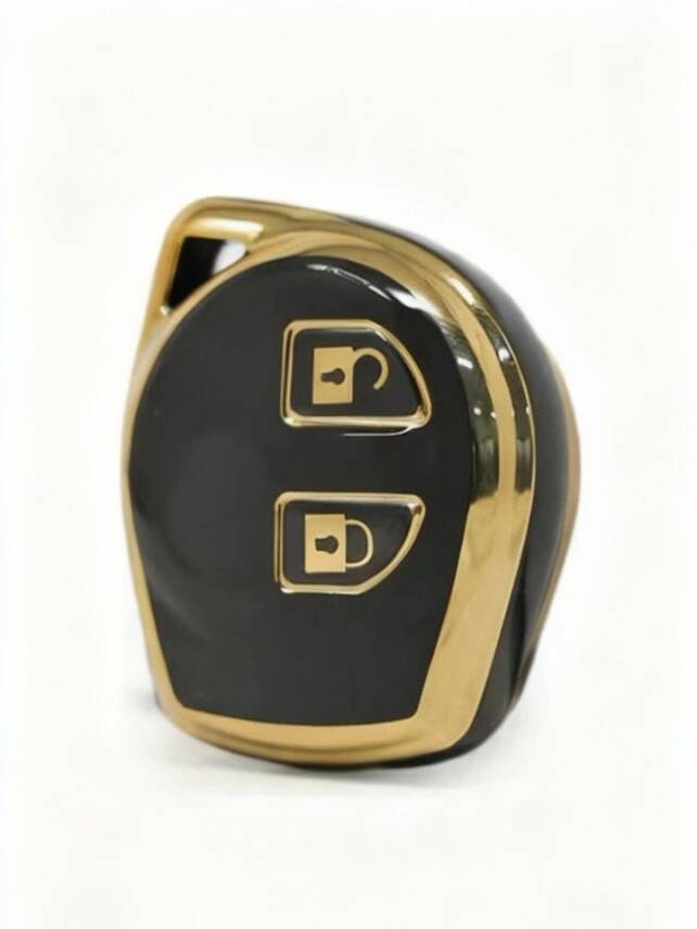 Suzuki Luxury Black Gold Nano 2 Button Protective Key Case Compatible with Alto, Swift, Baleno, SX4, Grand Vitara and Jimny Models - 1