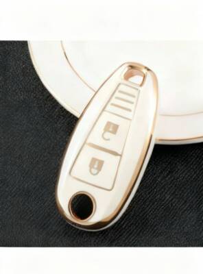 Suzuki Luxury White Gold 2-Button Nano Smart Key Protective Case – Compatible with Vitara, SX4, Swift, Ignis, and Baleno Models - Suzuki