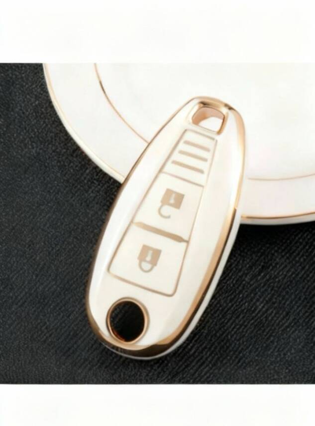 Suzuki Luxury White Gold 2-Button Nano Smart Key Protective Case – Compatible with Vitara, SX4, Swift, Ignis, and Baleno Models - 1