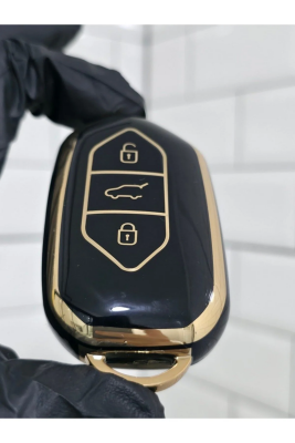 Togg Smart Key Cover 3 Buttons Nano Protection Black Gold Compatible with T10X - 3