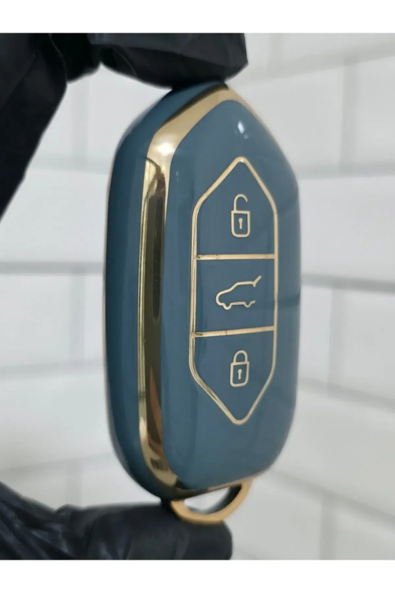 Togg Smart Key Cover 3 Buttons Nano Protection Gray Gold Compatible with T10X - 2