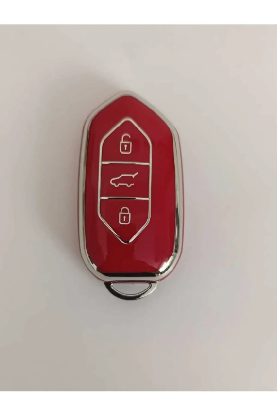 Togg Smart Key Cover 3 Buttons Nano Protection Red Silver Compatible with T10X - 2