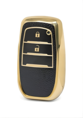 Toyota Hilux 2023–2024 Smart Key Cover, Black-Gold, 2 Button Premium Design - Toyota