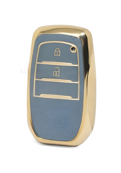 Toyota Hilux Luxury Gray Gold Smart Key Protective Case – 2 Button Design, Compatible with 2023-2024 Models - 1