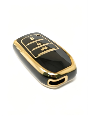  Toyota Luxury Black-Gold Nano Key Cover, 3-Button Design, Compatible with Corolla Flama X Pack — Premium Car Key Protector - 2